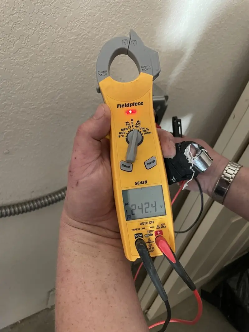 Voltage testing with clamp meter during Hot Tub / Pool Electrical Wiring in Hampden